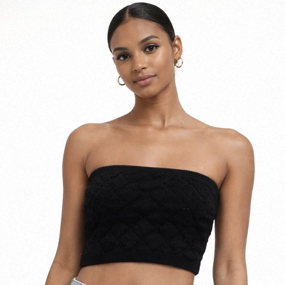 Topshop Tops - TOPSHOP Strapless Knit Crop Top